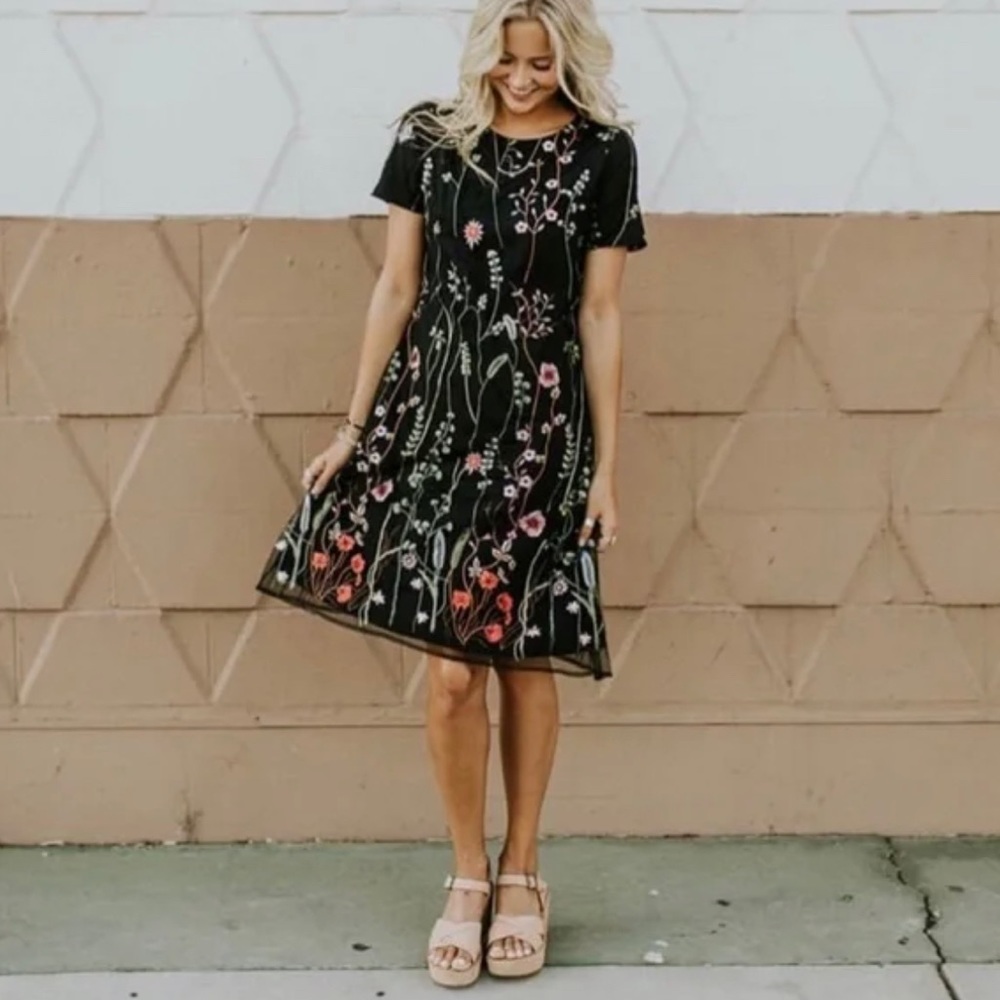 ROOLEE black embroidered midi dress!